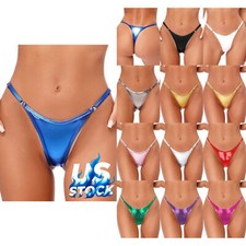 Women Thong G-String Low Rise Shiny Metallic Panties T-back Underwear Party