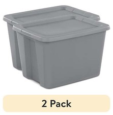  2 pack Large Storage Bin, 18 Gallon Plastic Storage Container with Snap-On Lid