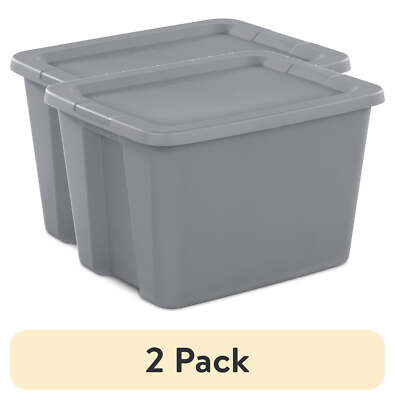 (2 pack) Large Storage Bin, 18 Gallon Plastic Storage Container with Snap-On Lid