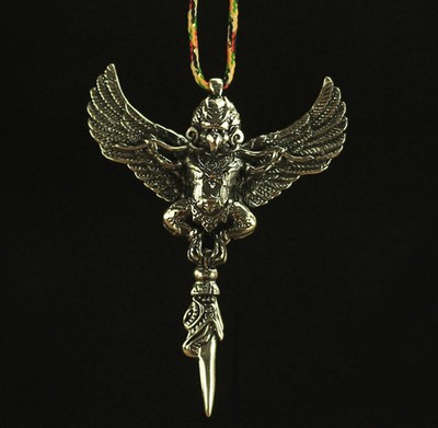 C25 Anhänger Vogelmann indianischer Schamane birdman 4,5 x 3,5 cm Feinsilber 999