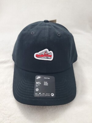 NIKE AIR MAX 1 CLUB CAP HAT ADULT MENS STRAPBACK MEDIUM LARGE BLACK RED NEW