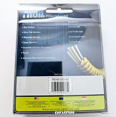 Mustad Thor Braided Fishing Line 65 lbs 200 Yds Dark Green Non Stretch Sensitive Mustad Thor Braided Fishing Line 65 lbs 200 Yds Dark Green Non Stretch Sensitive
