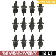 Tablecraft Free Flow Pourers, 2.5 x 1.25 Inch, 12 Count, Black