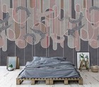 Art DECO Poho Feathers Neutral Wallpaper Mural Removeable Washable Peel & Stick