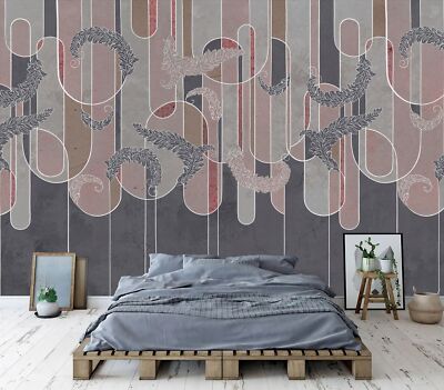 Art DECO Poho Federn Neutral Tapete Wandbild Abnehmbar Abwaschbar Abziehen & Kleben