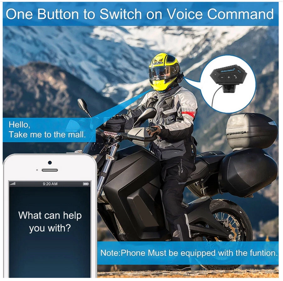 Bluetooth Motorcycle Helmet Headset Wireless Headphone Speaker Hands-free Music - Изображение 3 из 4