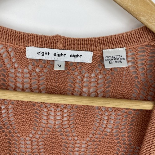 Chic Open Knit Coral SS Cardigan by Eight Eight Eight - Picture 3 of 7