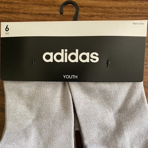 NWT Adidas Youth Quarter Socks, Gray Color, Y Size 13C-4Y - Picture 2 of 8