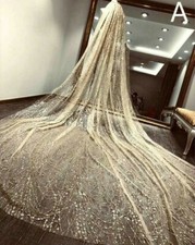 Bride Sequins Long Veils Bridal Veil Mantilla Hair Accessories Wedding Cathedral