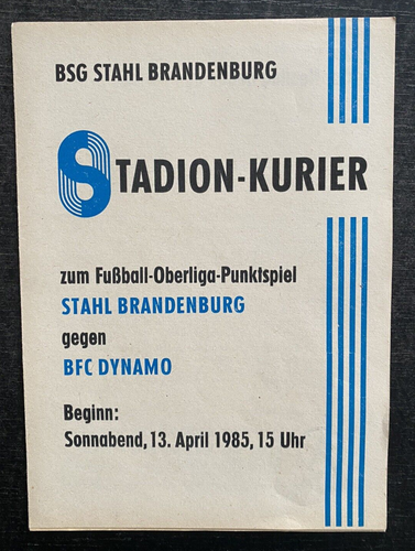 Programme Foot RDA : Dynamo Schwerin Vs Stahl Brandenburg - 13 Mai 1984 - Oberliga