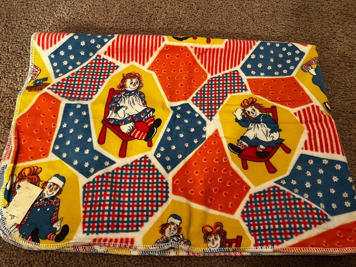 Vintage Raggedy Ann and Andy Infant Receiving Baby Blanket 100