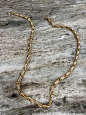 Morris Moskowitz Women's Chain Gold Colored Belt w/Off White Corded Insert 37in