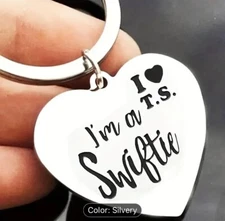 US SELLER Stainless Steel Laser Engraved I Love Taylor Swift Swiftie Keychain