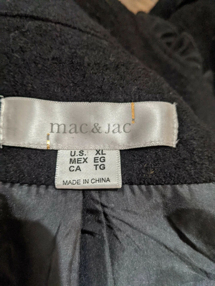 Mac & Jac Long Sleeve Collared Black Blazer Jacket Wool Blend Sz Extra Large XL - Image 3 of 4