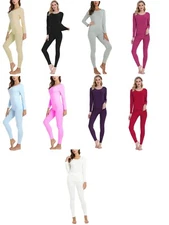 Womens 2pc Thermal Underwear Set Long Sleeve Cotton Top Bottom S to XL