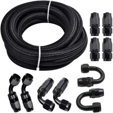 3/8 6AN Fuel Line Hose Kits Steel Nylon Braided Oil Swivel Hose End Fitting 20FT