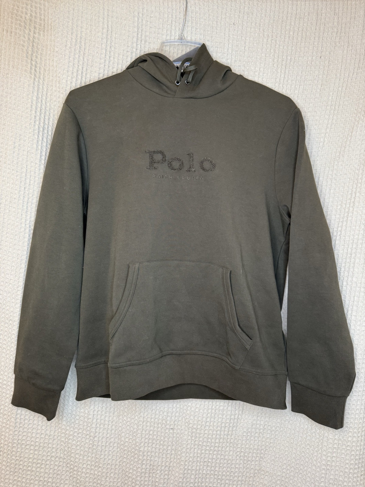 Polo Ralph Lauren Uomo Logo Big Pony Doppia Maglia Felpa con Cappuccio Tg Large Oliva Nuova con etichette