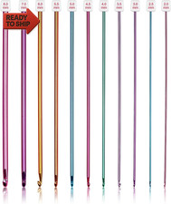Long Crochet Hook Set, 11Pcs Tunisian Multicolor Afghan Crochet Needles
