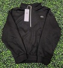 Alo Yoga Men  s Black Quarter-Zip Pullover Sweatshirt Size M Regular Fit NWT