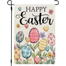 Easter Garden Flag Eggs 12x18 Inch Double Sided 12"X18" Multicolor-Easter