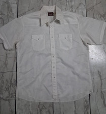 Wrangler Pearl Snap Shirt XL White Shadow Striped Western Cowboy Vintage