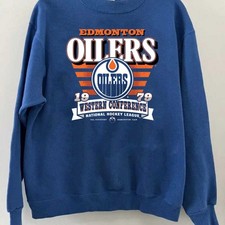 NHL Edmonton Oilers classic royal blue crewneck sweatshirt QT6923