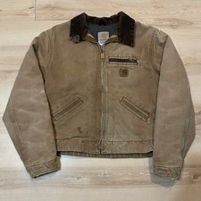 Carhartt Detroit Jacket Sherpa Lined Youth Large YYJ97 BRN Brown USA Distressed