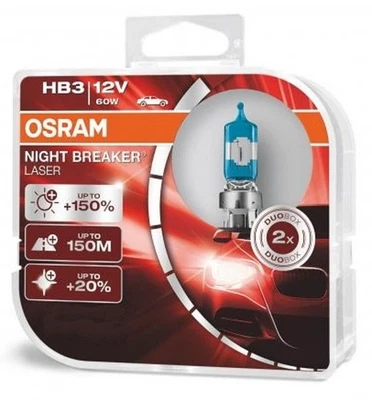 9005 HBS Osram Night Breaker Laser +150% Halogen Bulbs Duo 12V 60W Lamps - Image 1 of 4