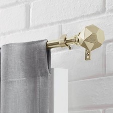 Geometric Telescoping Curtain Rod Kit 36-66 Single 3/4 w/ Finials Champagne