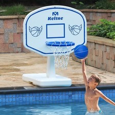 Pool Basketball Hoop, 34"x34"x42.2" Oversized Pool Toys with 2 Balls/Nets/Pum...