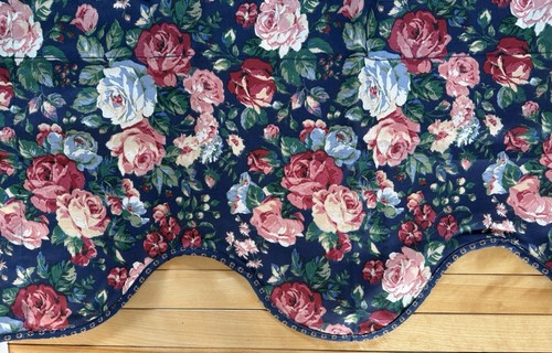 New JC Penney Floral Scallop Valance 86”X21” Pink Roses Blue Beige Green HV2 - Picture 3 of 12