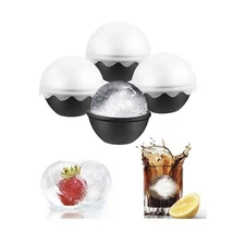 2" Round Ice Cube Ball Maker Tray Silicone Sphere Whiskey Cocktails - 8 Molds
