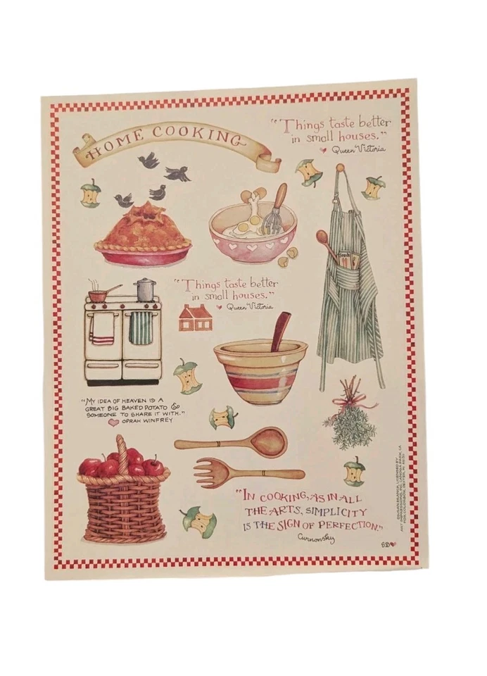 Susan Branch Sheets HOME COOKING Lot Of 3 Vintage Scrapbook Apron Kitchen - Image 2 of 3