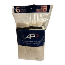 American Pride Men's Tube Socks 6 Pack in White Sock Sz 10-13, Shoe Sz 7-12, NEW