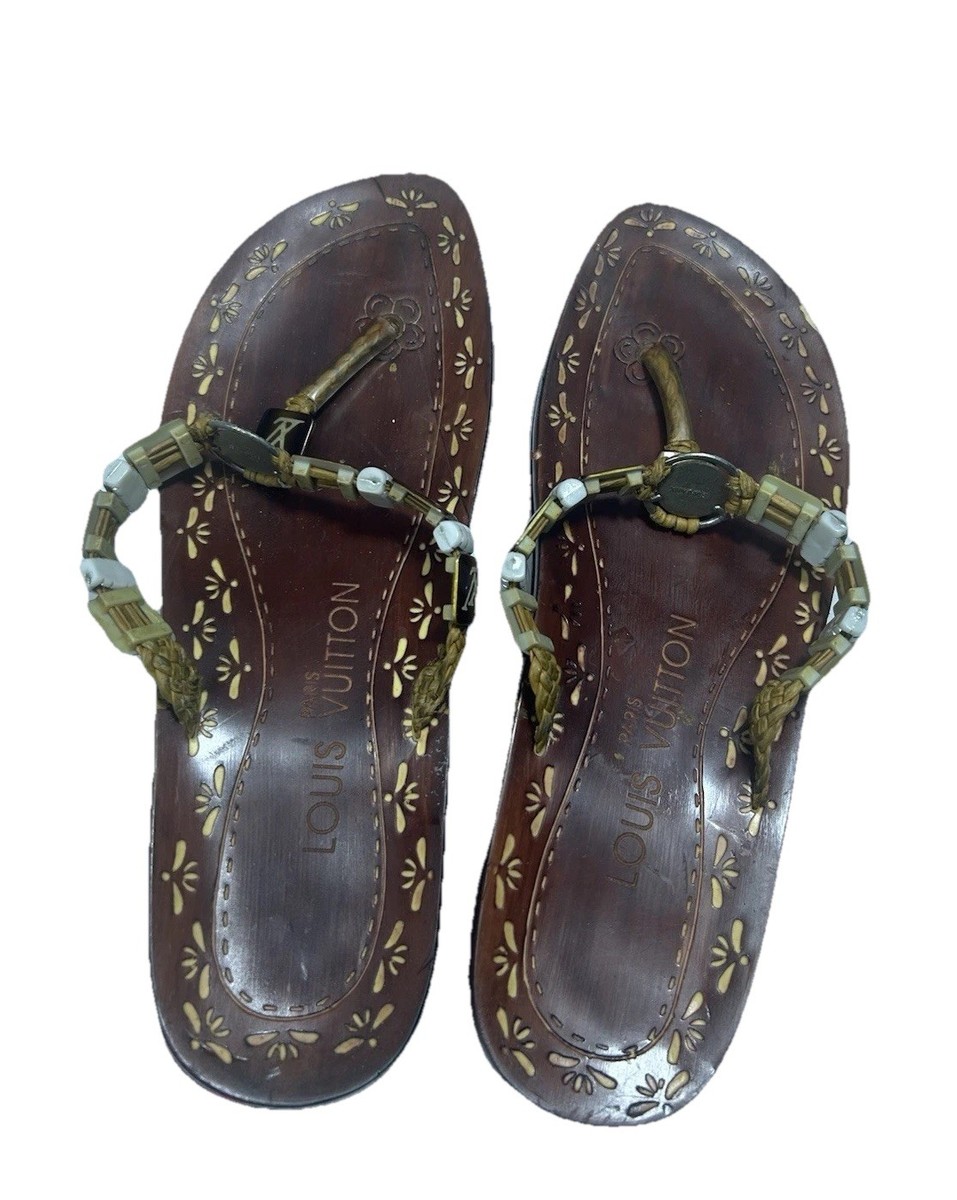 Louis Vuitton Cherrywood Tigers Eye Sandals Rare Size 7 | eBay