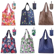 6 Pcs Reusable Shopping Bags FoldableGrocery Bags in PocketWaterproof and Mac...