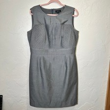 Tahari Arthur S. Levine 14 Fitted Sheath Dress Gray Professional Minimalist