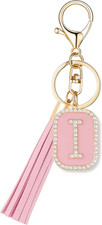Fashion Cubic Zirconia Crystal Alphabet Initial Letter Keychain Tassel Pendant K