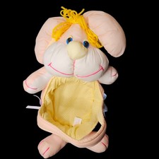 80s Puffalump Style Pink Easter Bunny Basket Decor Nylon TL Toys 1989