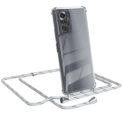 Für Xiaomi Redmi Note 10 Pro Handyhülle zum Umhängen Kordel Kette Weiß / Silber