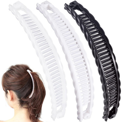 3PCS Banana Hair Clips, Large Strong Hair Claw Clip with Double Combs, Classic N