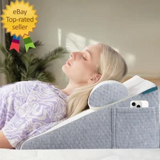 Wedge Pillow with Extra Bolster, Bed Wedge Pillow for Sleep Apnea, Acid Reflux R