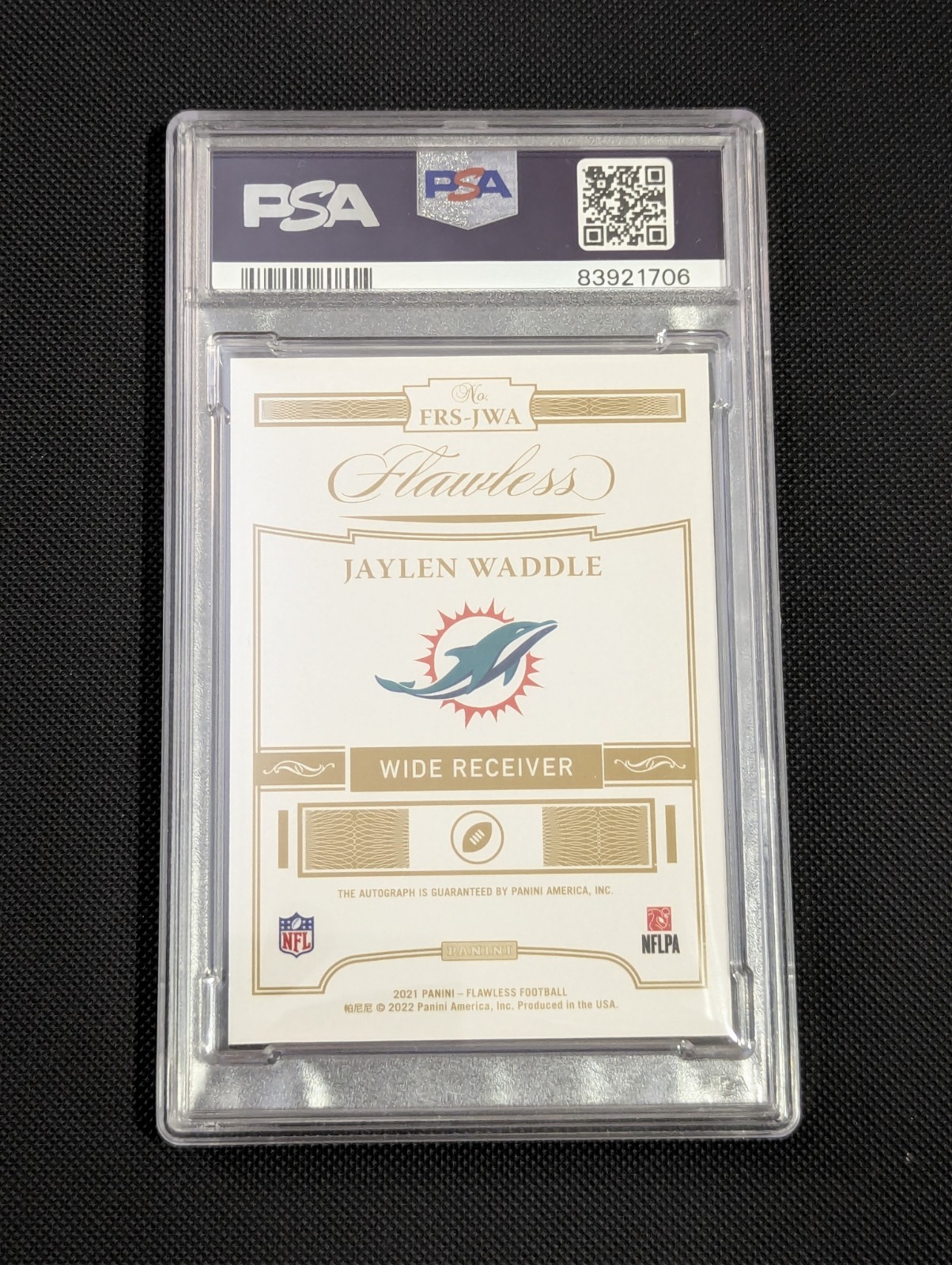 2021 Panini Flawless Jaylen Waddle Rookie Autograph /25 PSA 10 & AUTO 10 - POP 2 view 3