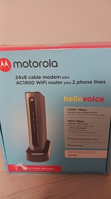 Motorola 24x8 Cable Modem AC1900 WiFi Router 2 Phone Line for Xfinity MT7711 