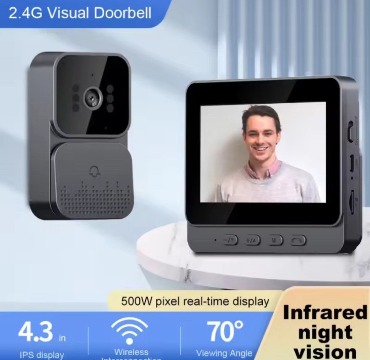 Citofono Wireless HD 11cm Visione Notturna: Design Minimal & Smart