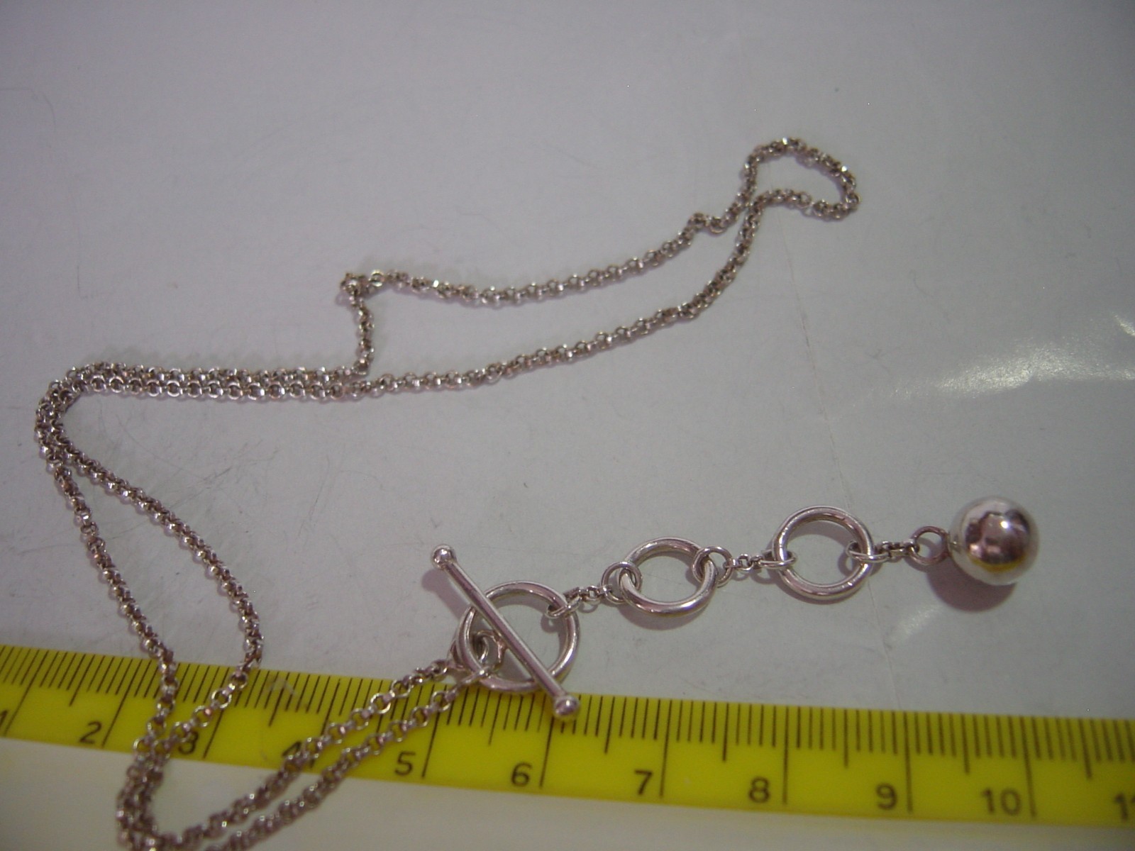 Vintage superb solid silver slim chain & 3 circle… - image 4