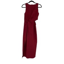 Zara Womens Midi Dress S Small Red Cut Out Knot Side Slit 8611/459 NWT