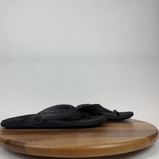 New Mens Olukai Tuahine Black Leather Comfort Casual Thong Flip Flops Size 12 M