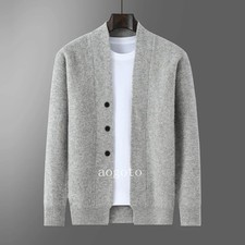 Autumn Winter Cardigan Wool Pullover Men Jacket V-Neck Knitted Cashmere Sweater