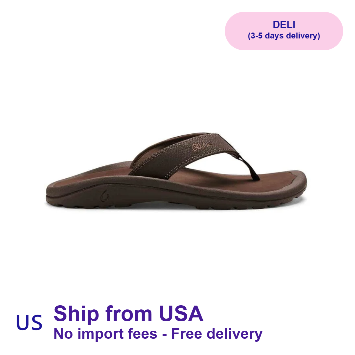 OluKai Men's ‘Ohana Flip Flop Dark Java/Ray
